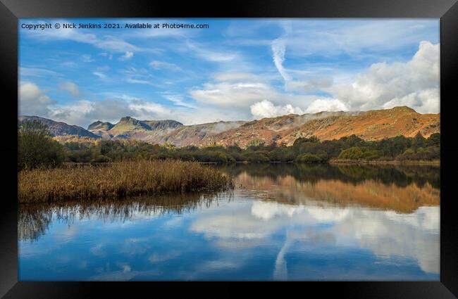 The Langdale Pikes across Elterwater Framed Print by Nick Jenkins