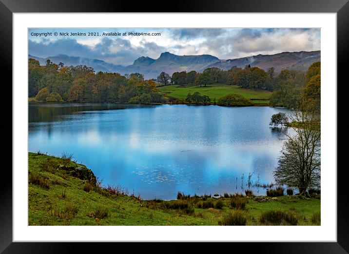 Langdale Pikes behind Loughrigg Tarn  Framed Mounted Print by Nick Jenkins