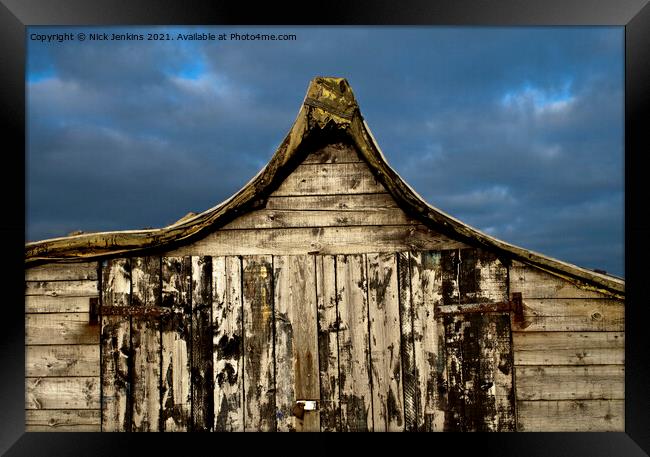 Lindisfarne Upturned Herring Boat as Shed Framed Print by Nick Jenkins