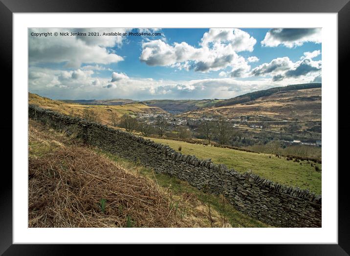 Overlooking Ferndale Rhondda Fach from Blaenllechau  Framed Mounted Print by Nick Jenkins