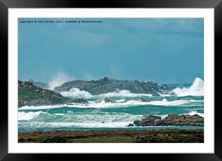 Rough Seas at Hell Bay Bryher  Framed Mounted Print by Nick Jenkins