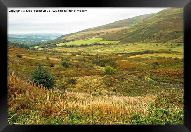 The Tarell Valley Brecon Beacons Looking North Framed Print by Nick Jenkins
