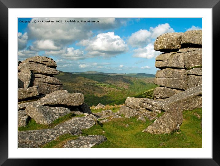 View from Combestone Tor on Dartmoor Framed Mounted Print by Nick Jenkins