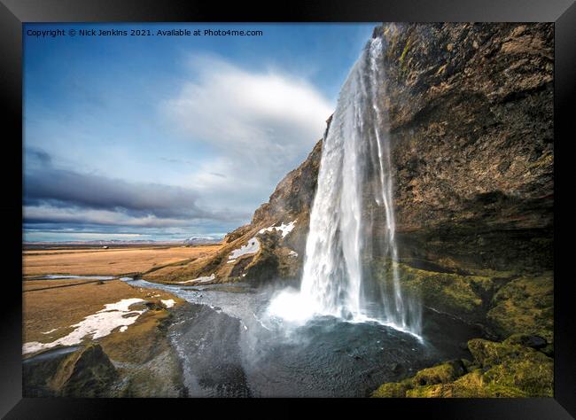 Seljalandsfoss Waterfall south Iceland 1 road Framed Print by Nick Jenkins