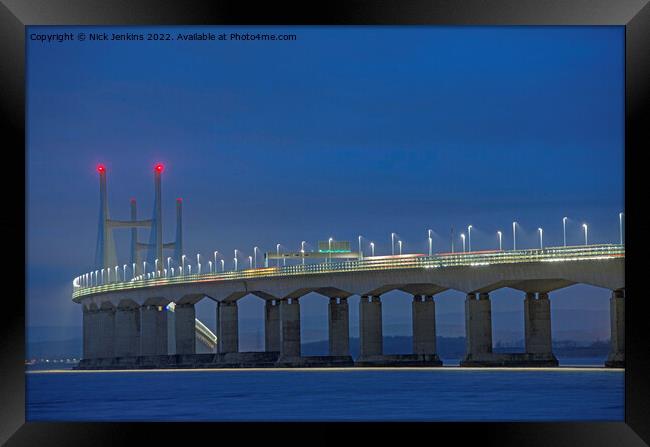 The Prince of Wales Bridge Lit Up One Evening Framed Print by Nick Jenkins