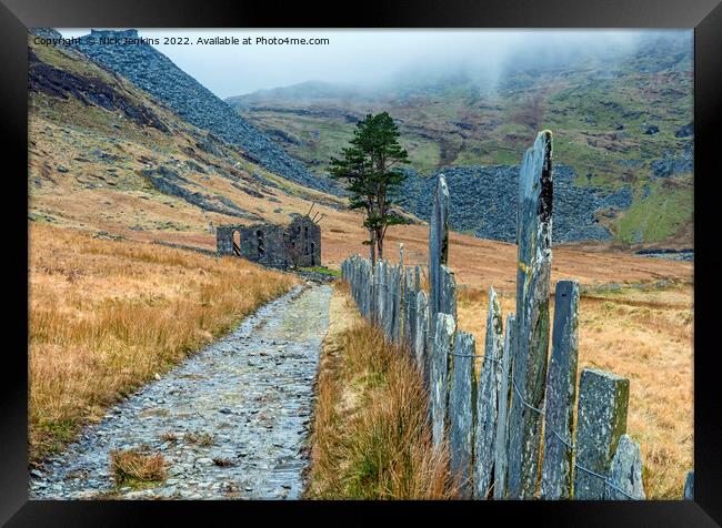 Cwmorthin Slate Mining Valley Snowdonia Framed Print by Nick Jenkins