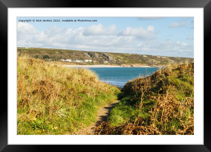 Horton Beach Through the Gower Dunes Framed Mounted Print by Nick Jenkins