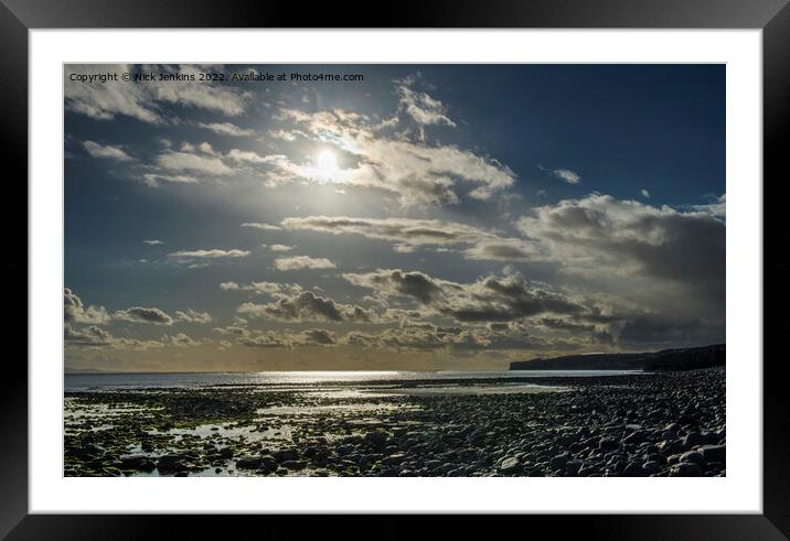 Llantwit Major Beach looking west in April Framed Mounted Print by Nick Jenkins