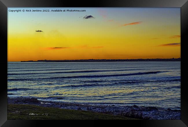 Evening Afterglow over the South Wales coast Framed Print by Nick Jenkins