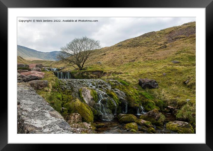 Waterfall en route to Llyn y Fan Fach  Framed Mounted Print by Nick Jenkins