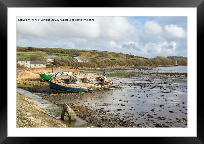 Moored Boats at Gwbert on Sea Ceredigion   Framed Mounted Print by Nick Jenkins