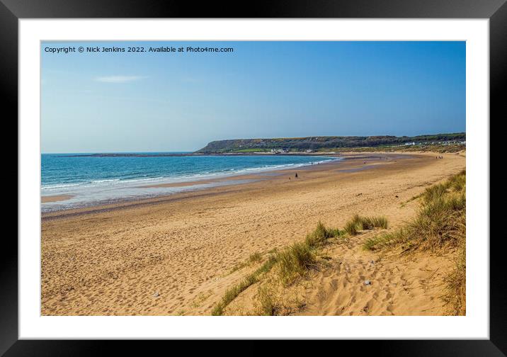 Port Eynon Beach looking West  on Gower Framed Mounted Print by Nick Jenkins