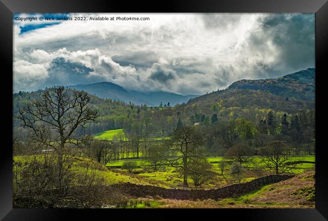 View from above Elterwater Lake District Framed Print by Nick Jenkins