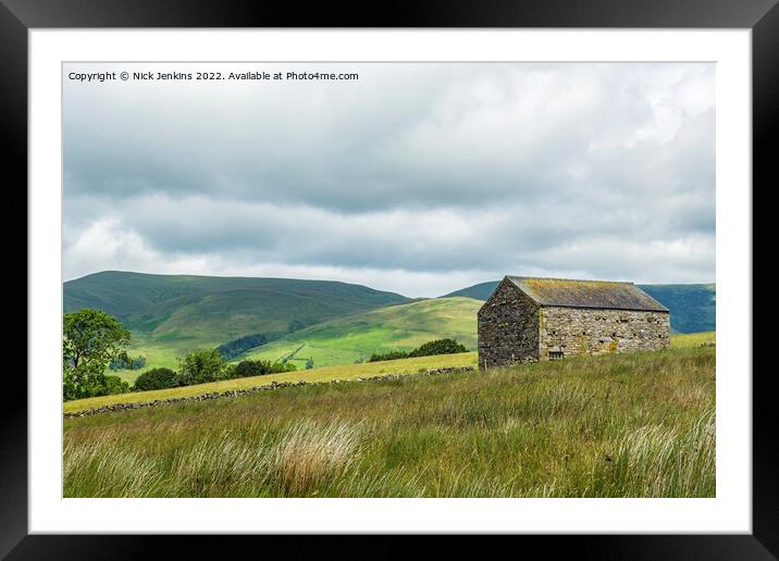 Howgill Fells and Barn Sedbergh Cumbria  Framed Mounted Print by Nick Jenkins