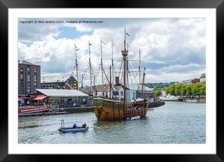  The Matthew Wooden Vessel in Bristol Floating Harbour Framed Mounted Print by Nick Jenkins