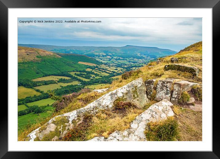 Cwm Sorgum from Mynydd Llangorse Brecon Beacons Framed Mounted Print by Nick Jenkins
