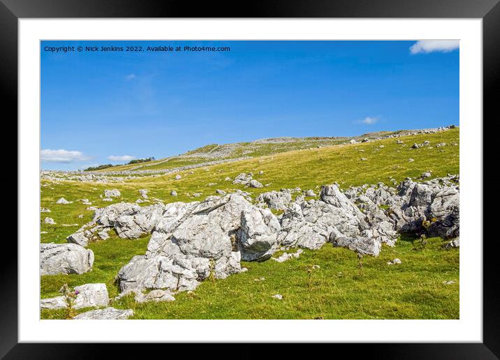 Clouds and Limestone Rock on side road to Uldale   Framed Mounted Print by Nick Jenkins
