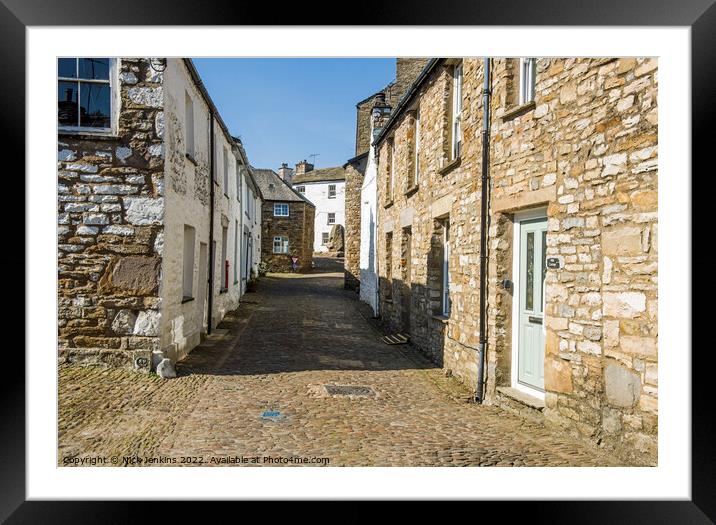 The Cobbled Streets and Houses of Dent Framed Mounted Print by Nick Jenkins