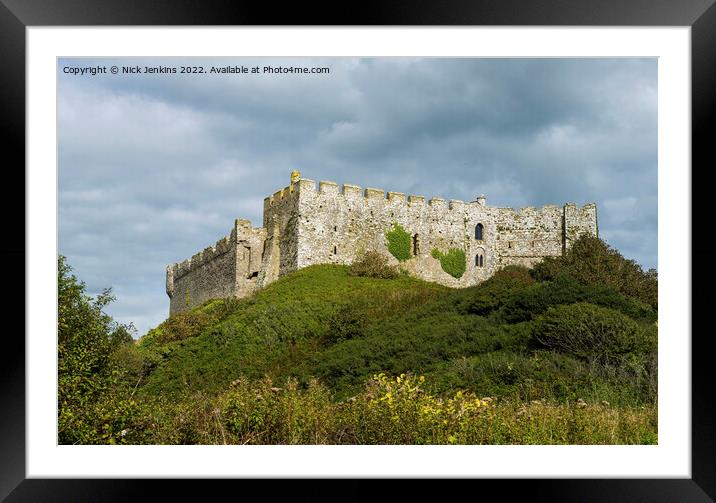 Manorbier Castle south coast of Pembrokeshire September Framed Mounted Print by Nick Jenkins