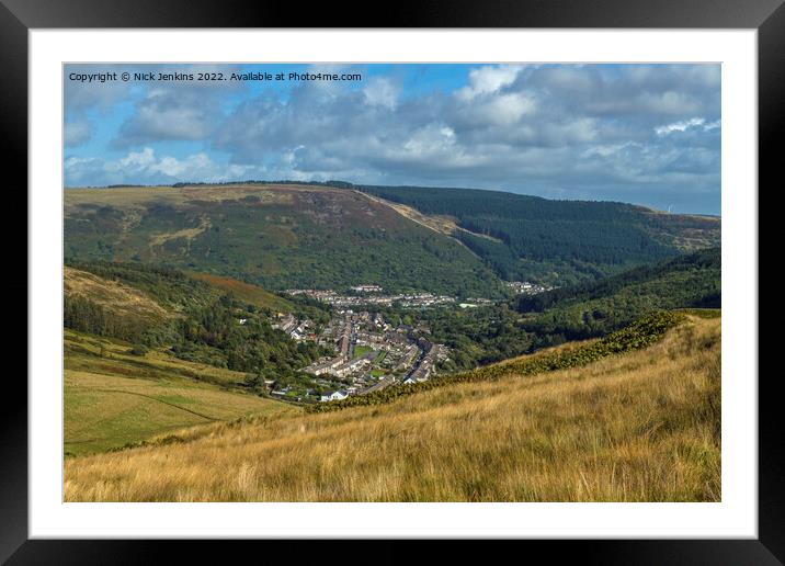 View from Bwlch y Waun to Cwmparc and Treorchy  Framed Mounted Print by Nick Jenkins