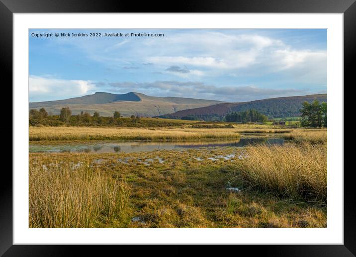 Over the Pond to Pen y Fan and Corn Du  Framed Mounted Print by Nick Jenkins
