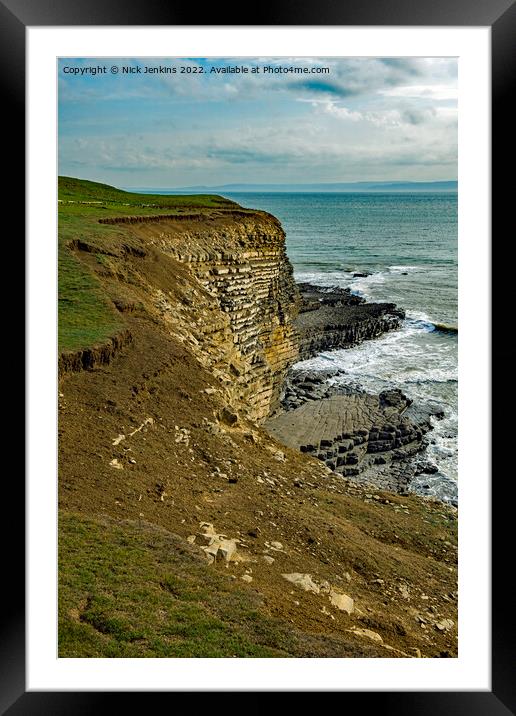 Nash Point Cliffs and Bristol Channel  Framed Mounted Print by Nick Jenkins