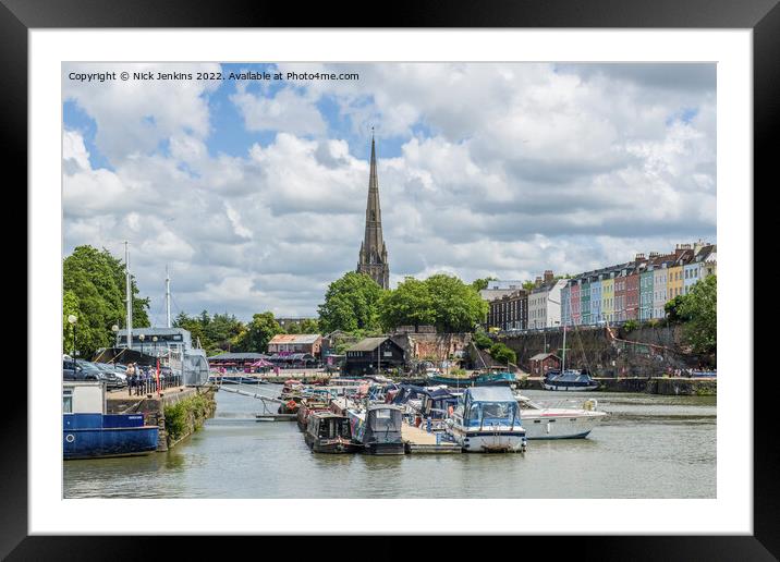 St Mary Redcliffe Bristol Floating Harbour  Framed Mounted Print by Nick Jenkins