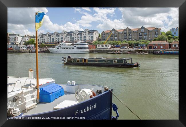 Bristol Floating Harbour with boat traffic  Framed Print by Nick Jenkins