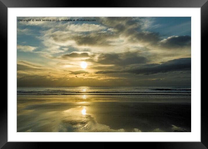 The Setting Sun over the Beach and Coastline of Du Framed Mounted Print by Nick Jenkins