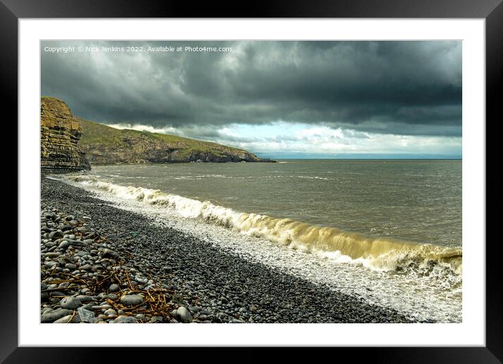 The Breaking Waves Dunraven Bay Glamorgan Heritage Framed Mounted Print by Nick Jenkins