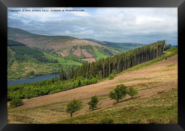 Waun Rydd and Talybont Reservoir from Bwlch y Waun Framed Print by Nick Jenkins