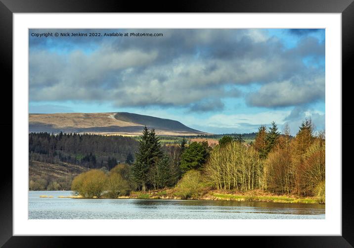 Llwyn On Reservoir Central Brecon Beacons south Wales Framed Mounted Print by Nick Jenkins