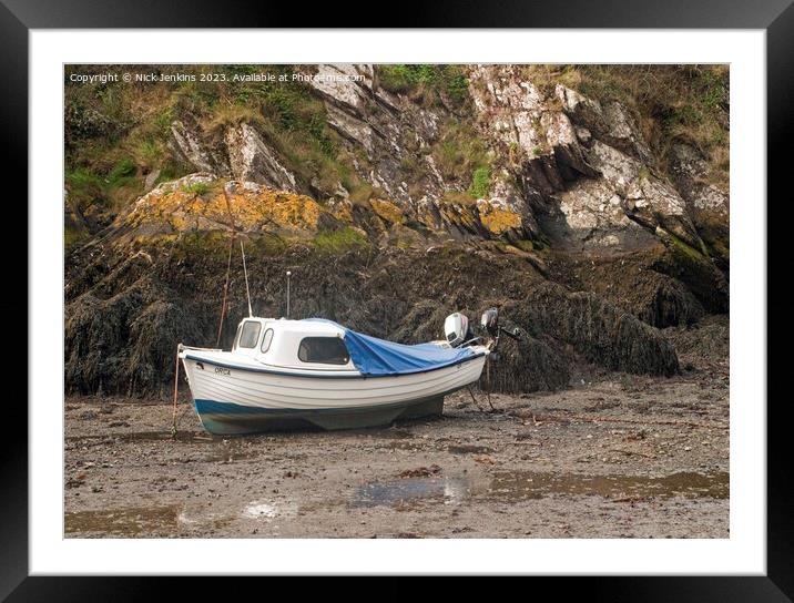 Porthclais Creek and Moored Boat at Low Tide Pembrokeshire Framed Mounted Print by Nick Jenkins