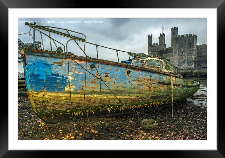 Old Boat Moored at Caernarfon  Framed Mounted Print by Nick Jenkins