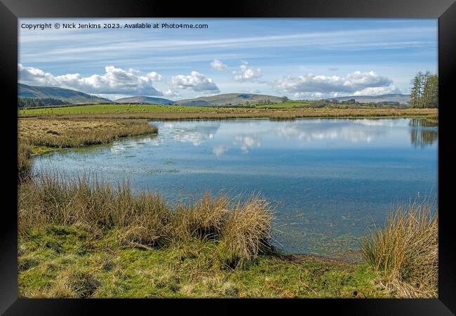Looking across the Pond or Lake Brecon Beacons  Framed Print by Nick Jenkins