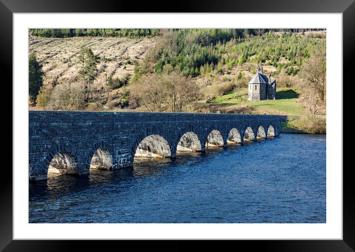 Garreg Ddu Dam in the Elan Valley Powys Wales Framed Mounted Print by Nick Jenkins