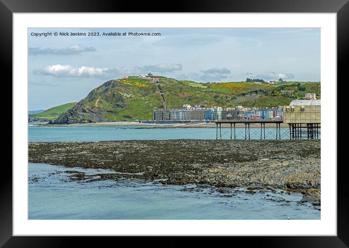 North Beach and Pier Aberystwyth Ceredigion Mid Wales Framed Mounted Print by Nick Jenkins