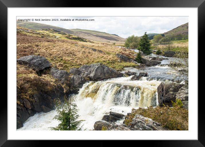 Waterfall on the River Claerwen , Claerwen Valley  Framed Mounted Print by Nick Jenkins