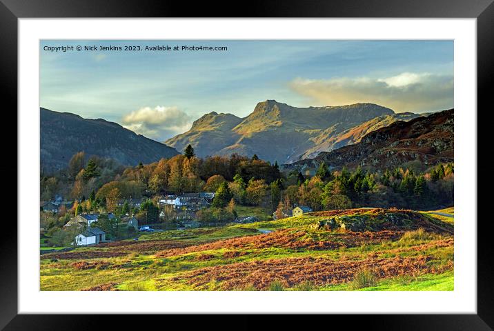 The Langdale Pikes Lake District National Park Framed Mounted Print by Nick Jenkins
