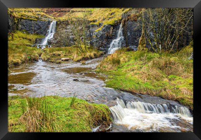 Three waterfalls at Aisgill in Cumbria  Framed Print by Nick Jenkins
