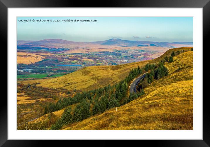 View from Rhigos Mountain to Brecon Beacons  Framed Mounted Print by Nick Jenkins
