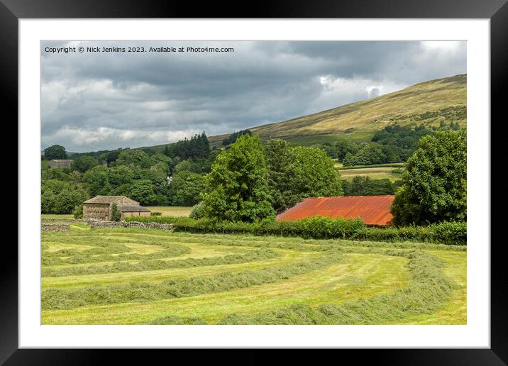 Cut grass in field outside Dent  Framed Mounted Print by Nick Jenkins