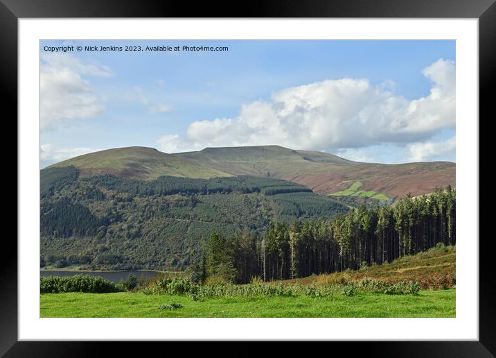 Waun Rydd Top from across the Talybont Valley  Framed Mounted Print by Nick Jenkins