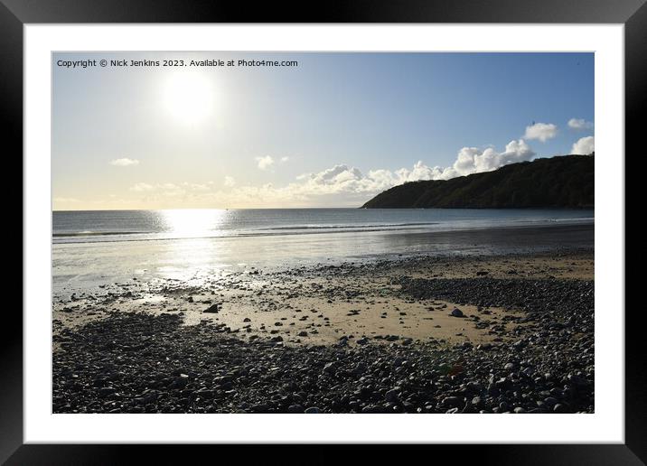 Oxwich Beach in October facing the morning sun Framed Mounted Print by Nick Jenkins
