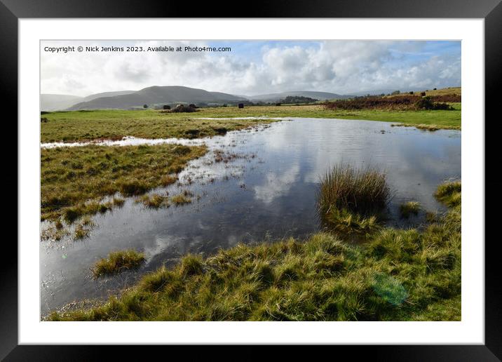 Pond on Mynydd Illtyd Common Brecon Beacons  Framed Mounted Print by Nick Jenkins