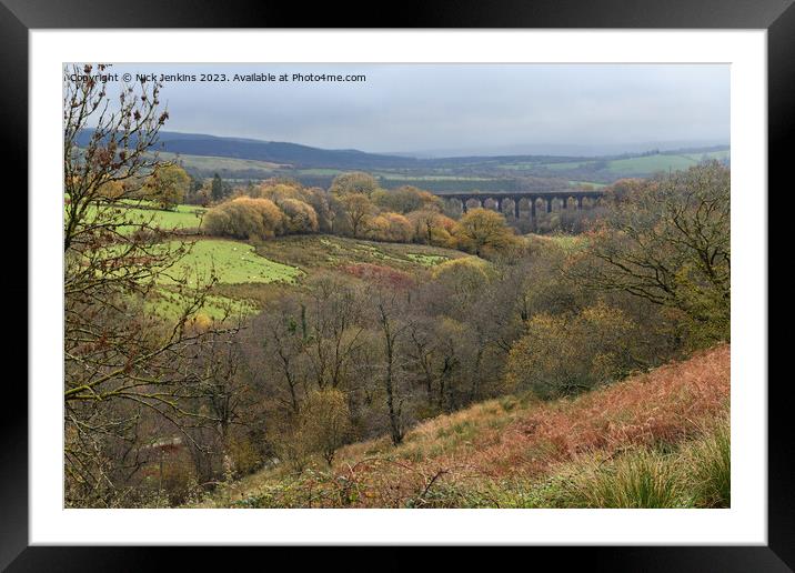 Top of Valley and Cynghordy Viaduct on a dour Autu Framed Mounted Print by Nick Jenkins