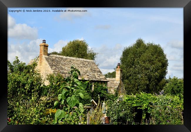 Stone Cottage in the Cotswolds Village of Guiting Power Gloucestershire Framed Print by Nick Jenkins