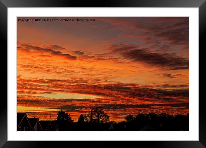 An amazing sky over Cardiff last December  Framed Mounted Print by Nick Jenkins
