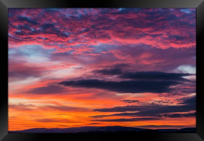 Red Sky over Llantrisant south Wales summer eve Framed Print by Nick Jenkins