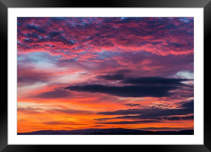 Red Sky over Llantrisant south Wales summer eve Framed Mounted Print by Nick Jenkins